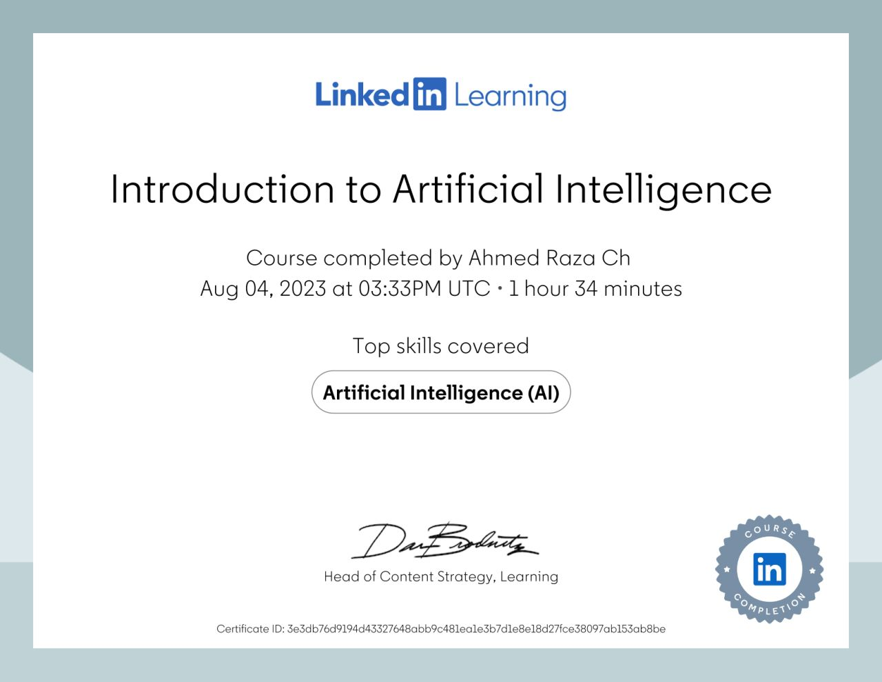 Introduction to Artificial Intelligence